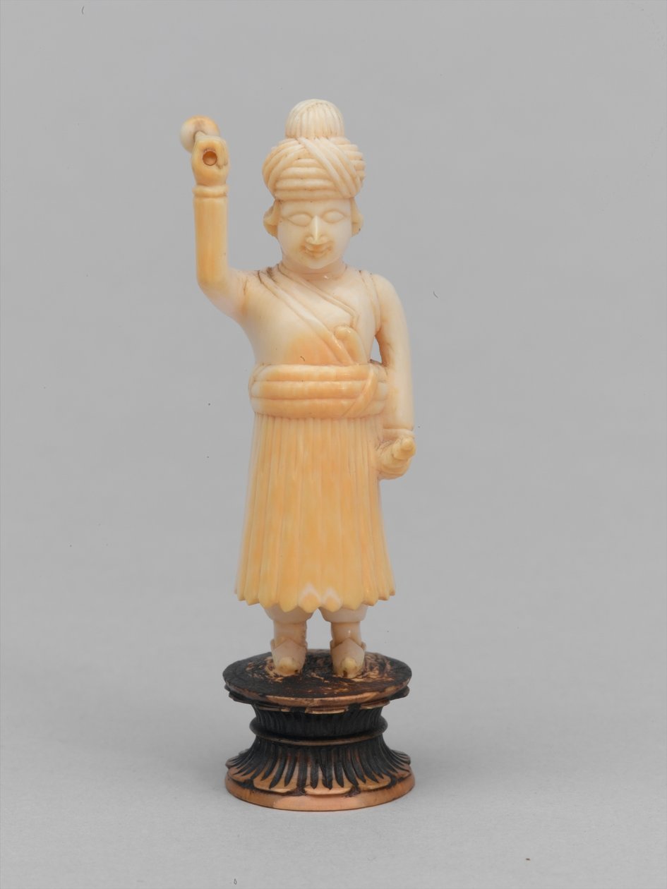 Peão preto, peça de xadrez, Índia, 1820 cerca de Indian School