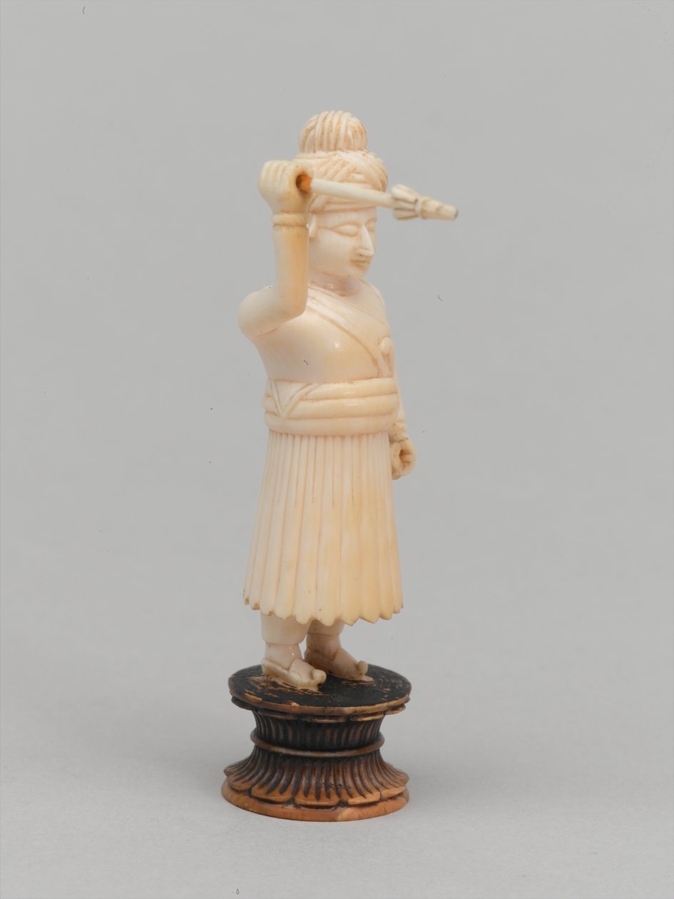 Peão preto, peça de xadrez, Índia, 1820 cerca de Indian School