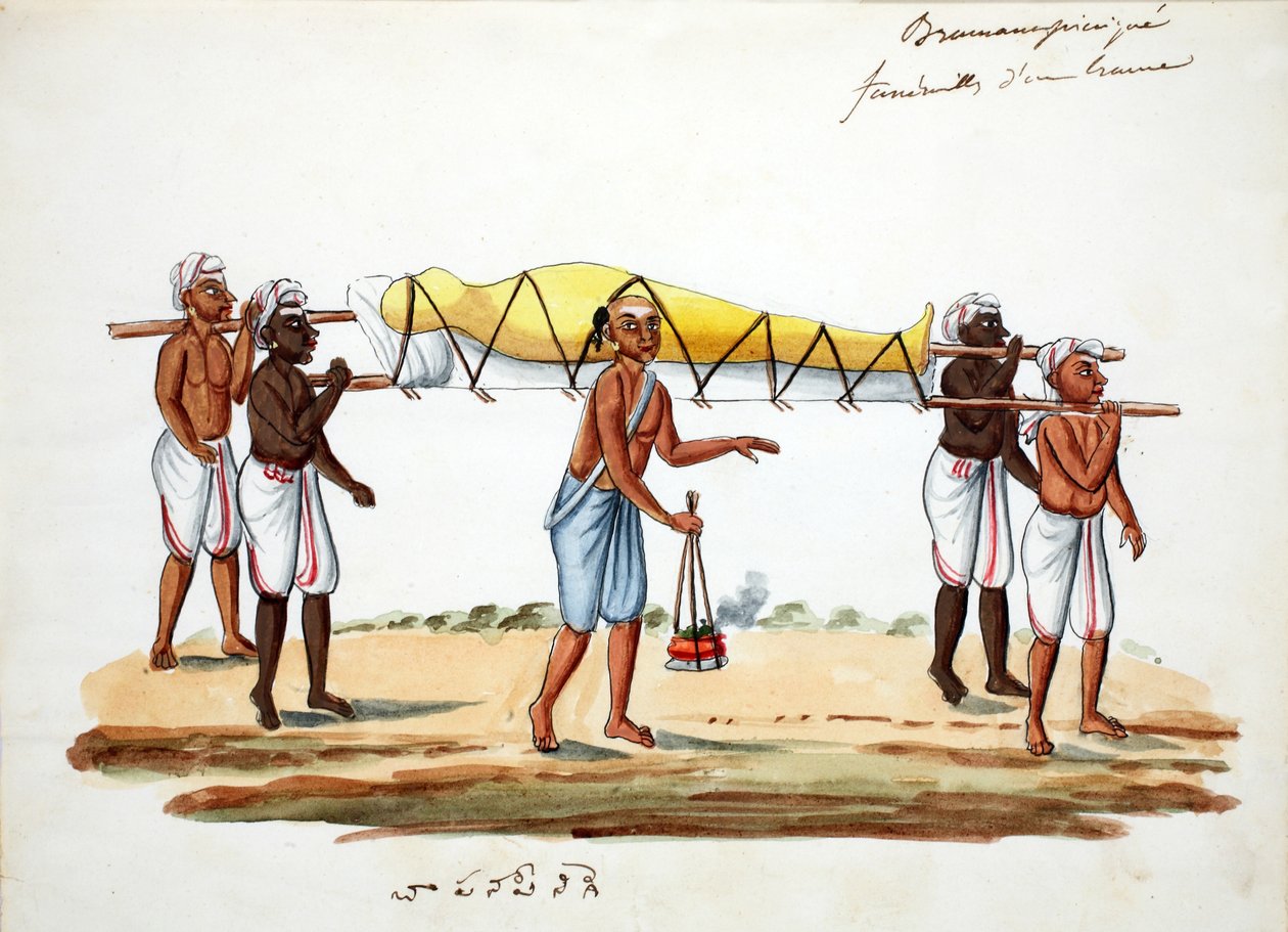 Procissão fúnebre de Brahman (wc no papel) de Indian School