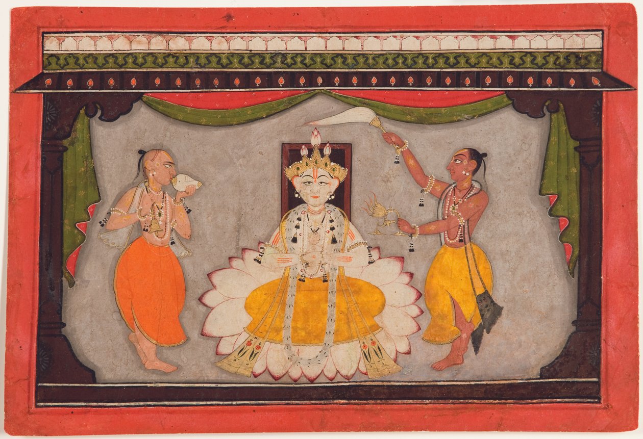 Avatar de Buda de Vishnu, c.1700 (wap opaco, ouro e carapaças de besouro no papel) de Indian School