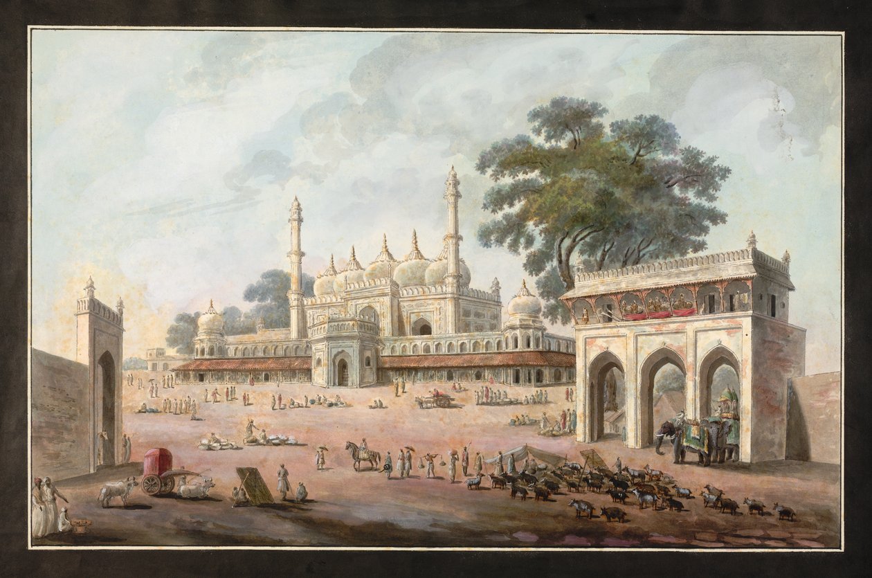 Mesquita de Chandi Chauk e Munny Begum, Murshidabad, c.1795 (aguarela sobre papel) de Indian School