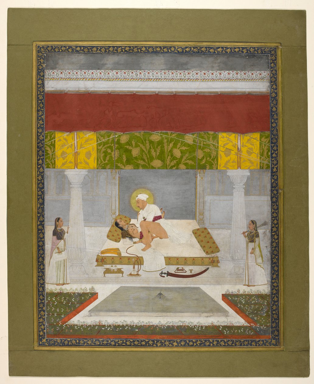 Chitarman II (Kalyan Das), Muhammad Shah Making Love, c.1735 (guache sobre papel) de Indian School