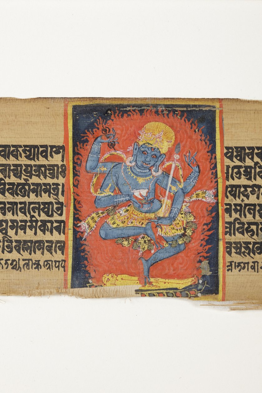 Dancing Heruka, c.1150-1200 (wc & tinta opaca na folha de palmeira) de Indian School
