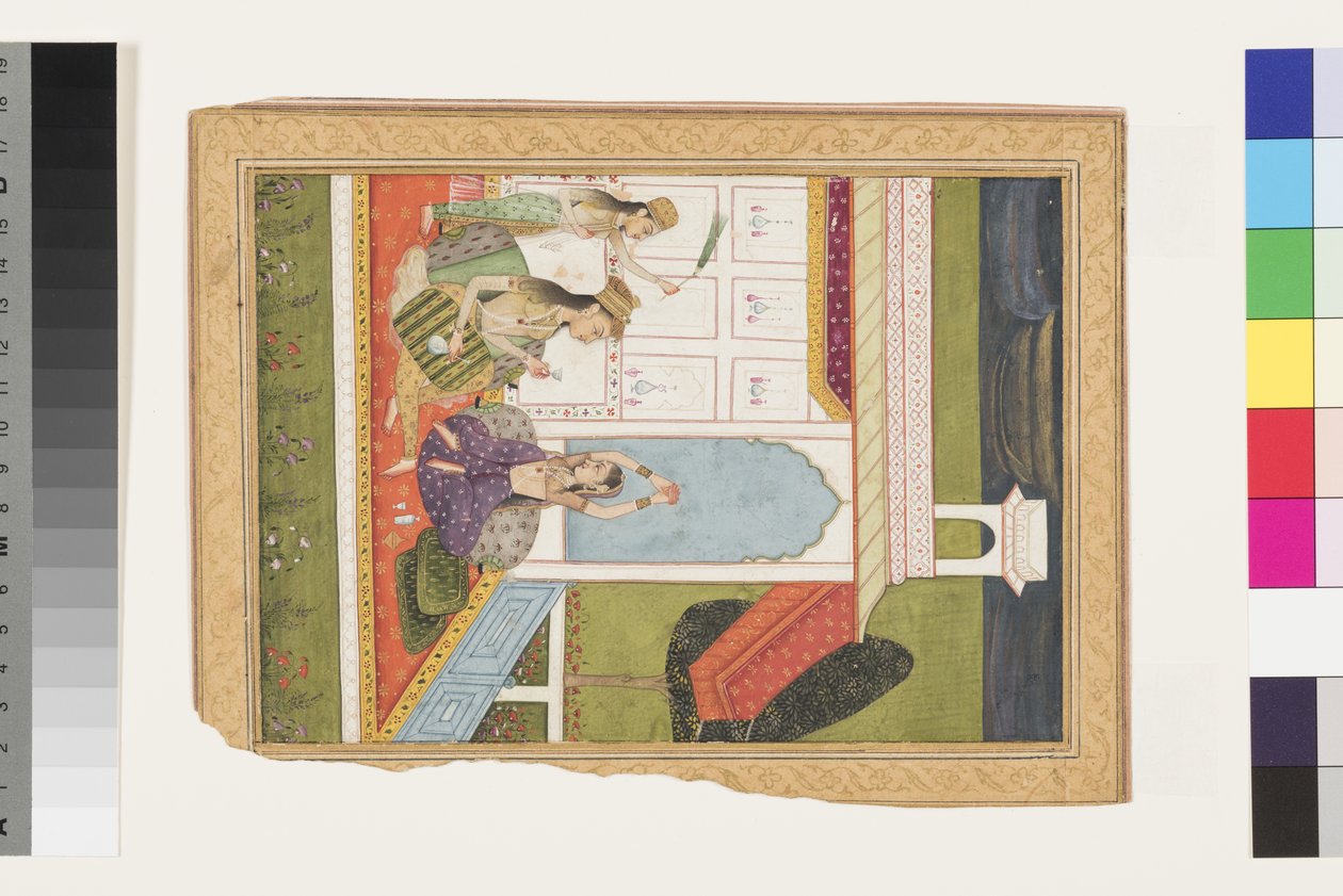 Desavarati Ragini de Dipak, início do século 18 (aquarela opaca e ouro sobre papel) de Indian School