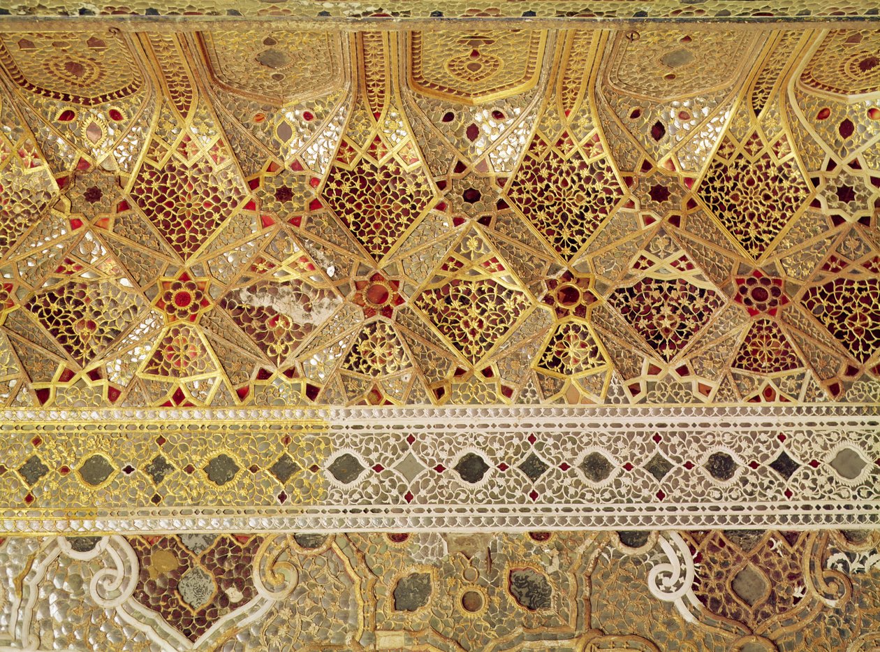 Detalhe da Galeria de Espelhos, Sheesh Mahal, Forte de Lahore de Indian School
