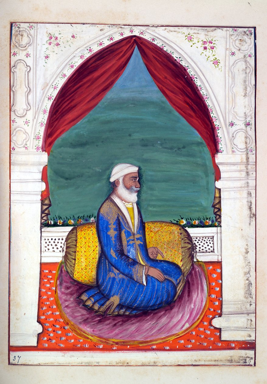 Dewan Ajodia Pershad, do Reino do Punjab, seus Governantes e Chefes, volume II, um volume de 30 estudos em aquarela de um artista indiano não identificado, c.1840 (wc on paper) de Indian School
