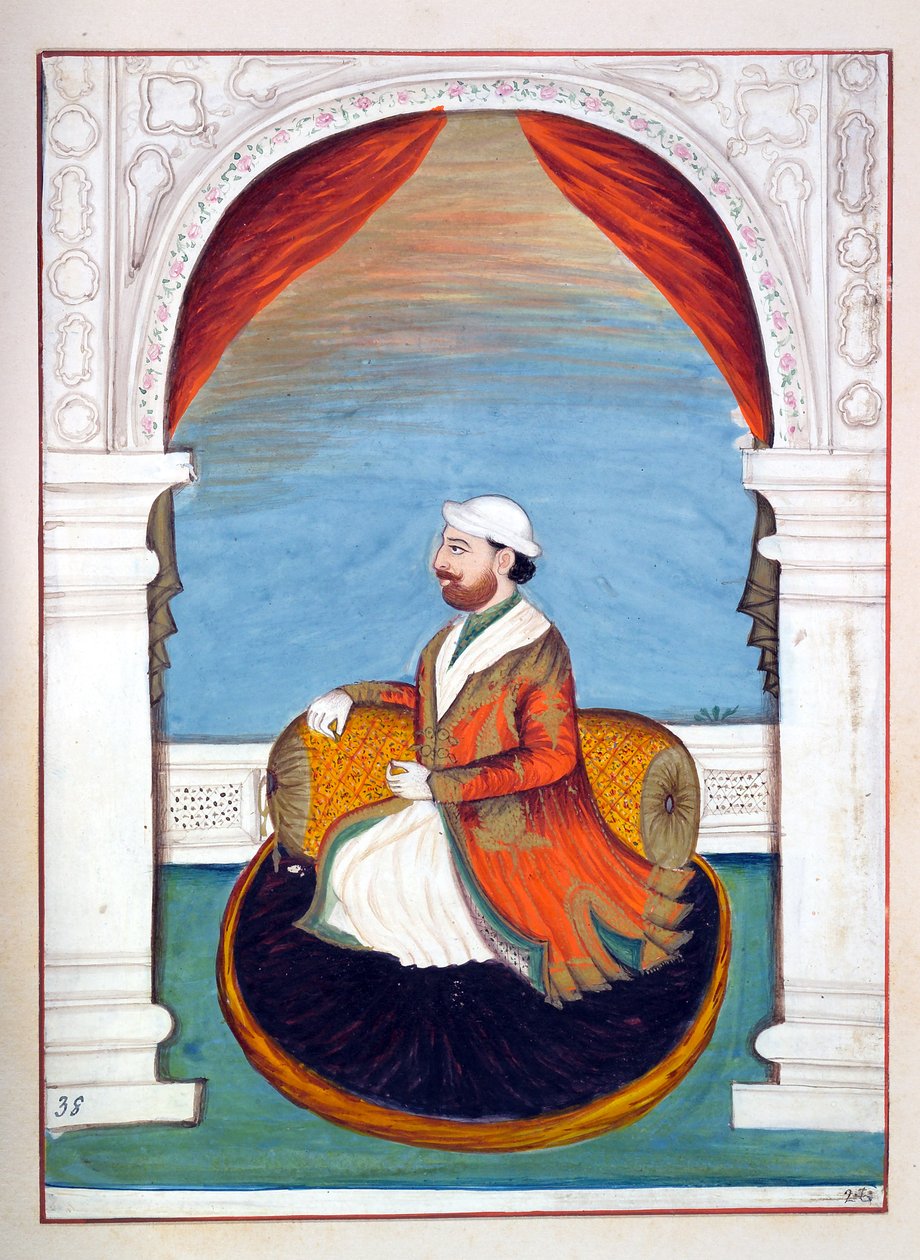 Dewan Kidr Nath, do Reino do Punjab, seus governantes e chefes, volume II, um volume de 30 estudos em aquarela de um artista indiano não identificado, c.1840 (wc on paper) de Indian School