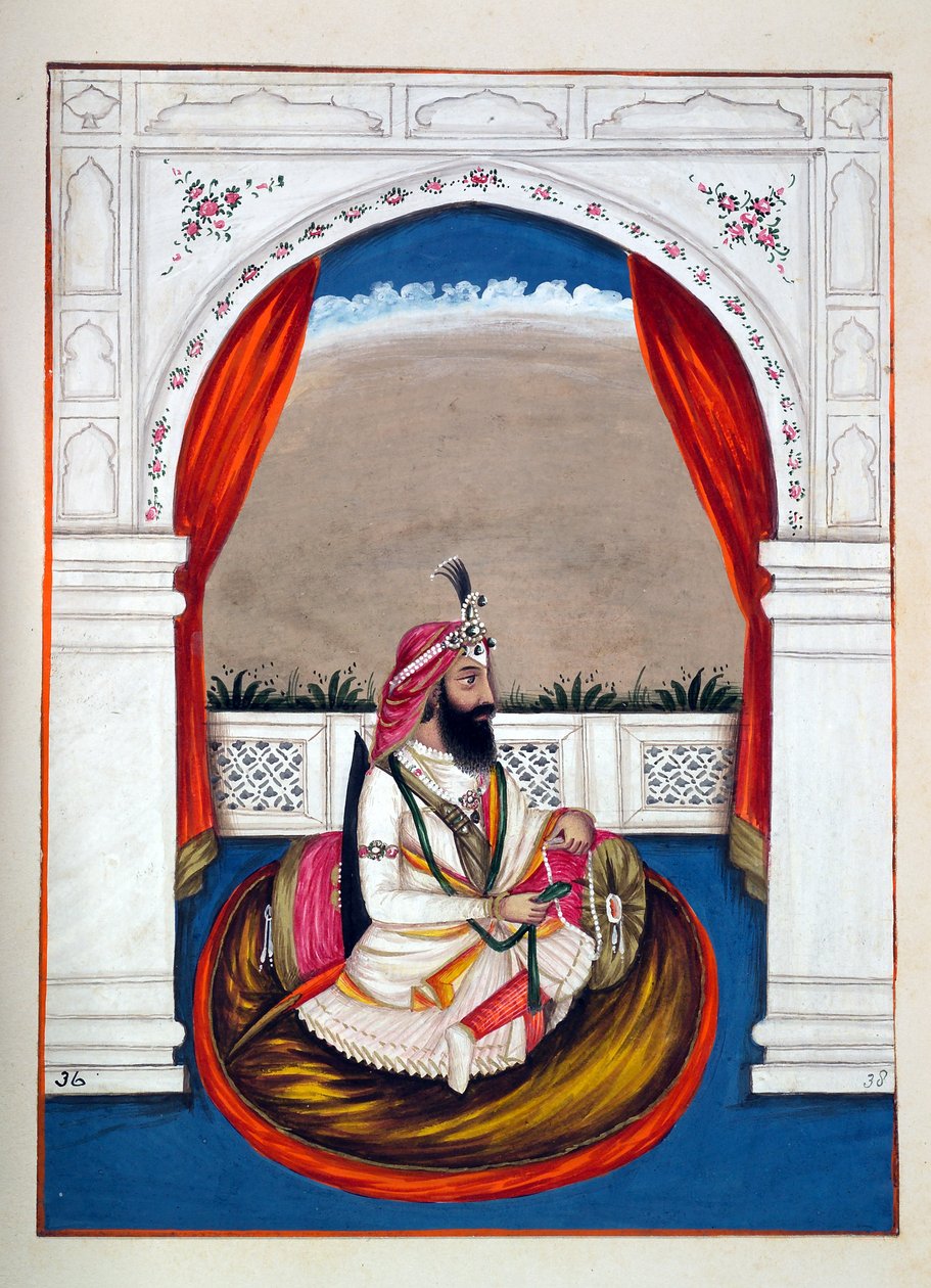 Dewan Mubraj (Multanwala), do Reino do Punjab, seus governantes e chefes, volume II, um volume de 30 estudos em aquarela de um artista indiano não identificado, c.1840 (wc on paper) de Indian School