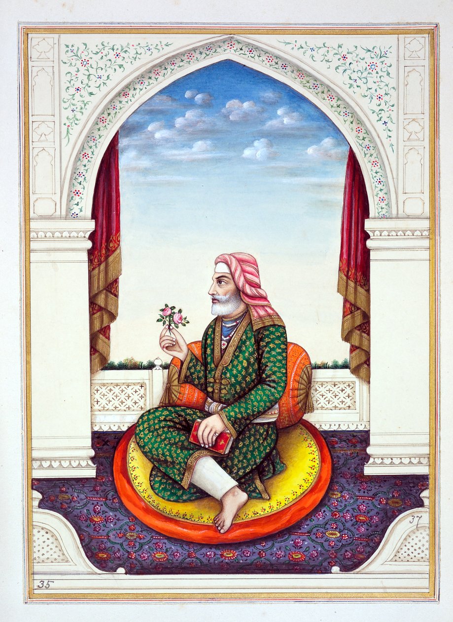 Dewan Sawan Mal (Multanwala), do Reino do Punjab, seus governantes e chefes, volume II, um volume de 30 estudos em aquarela de um artista indiano não identificado, c.1840 (wc no papel) de Indian School