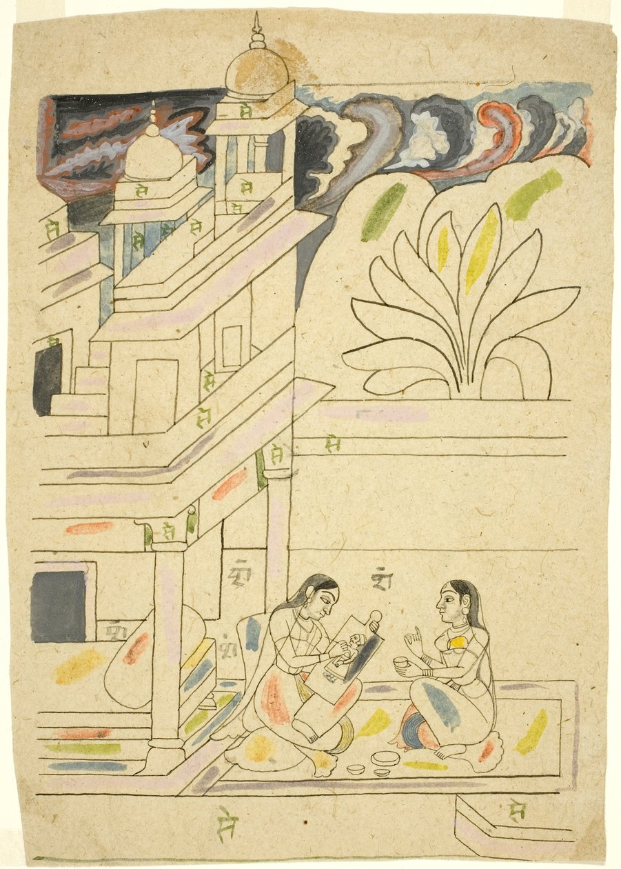 Dhanasri Ragini, século XVIII de Indian School