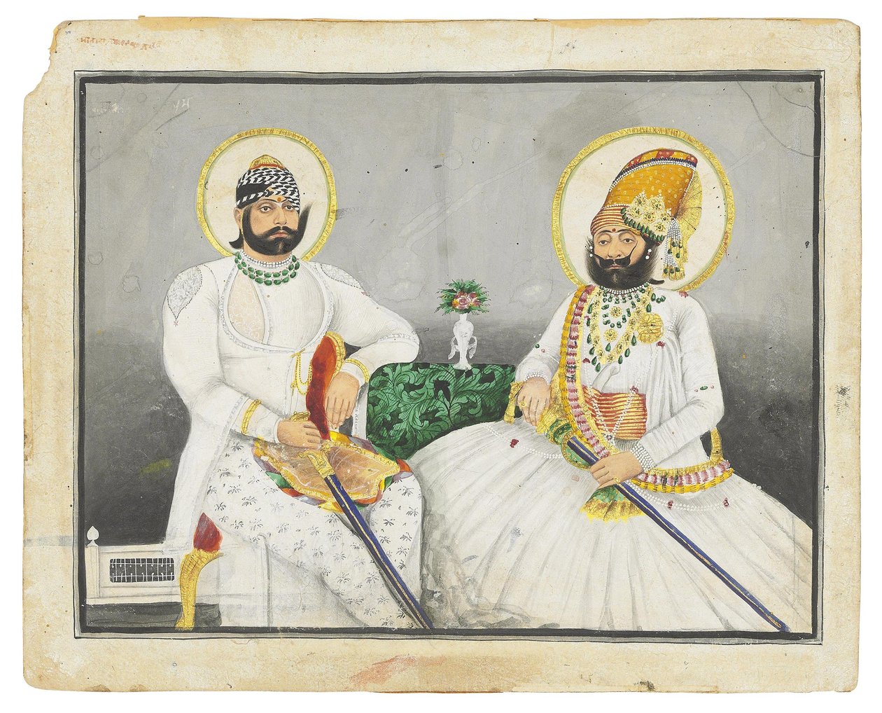 Retrato duplo de Jaswant Singhji e Takhat Singh, Jodhpur, meados do século XIX de Indian School
