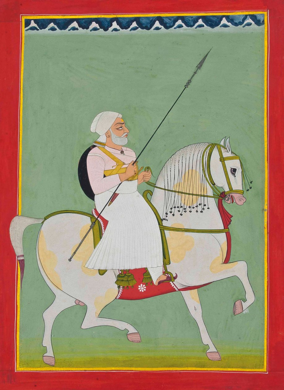 Retrato Equestre de Durgadas Rathore, c.1800 de Indian School