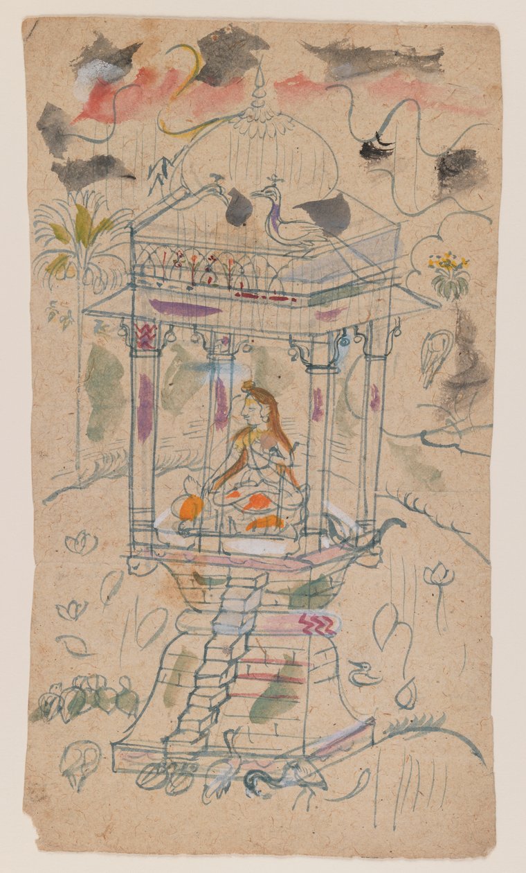 Gaunsmalar de Ganda Malhara Ragini, c.1850 (tinta e cor no papel) de Indian School
