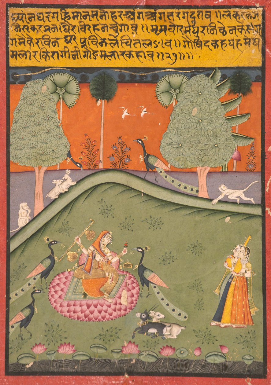 Gaurmalar Ragini de Megh, c.1720 (wc opaca e ouro sobre papel) de Indian School