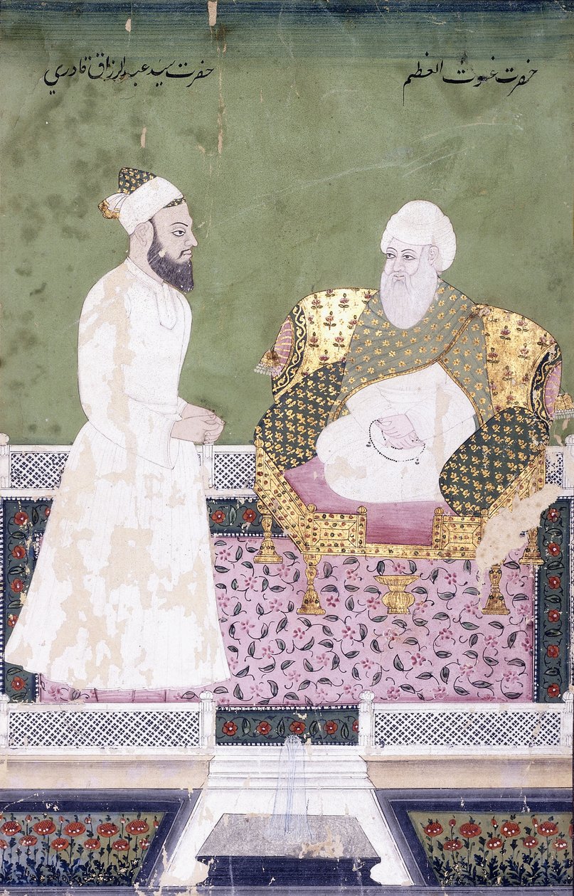 Ghaus al- "Azam, Abdul Qadir Ghilani de Bagdá, c. 1800 de Indian School
