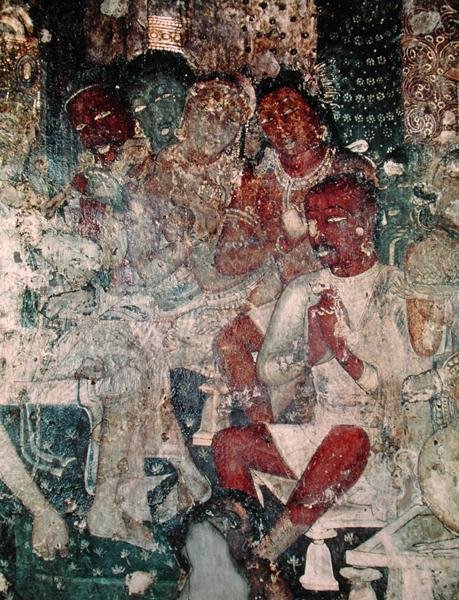 Grupo de figuras, do interior da Caverna 16 (fresco) de Indian School