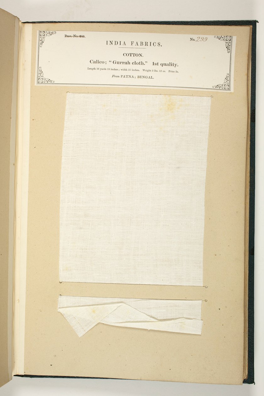 Gurrah Cloth, Patna, Bengala, da Coleção dos Fabricantes Têxteis da Índia, de John Forbes Watson, publicado em 1866 de Indian School