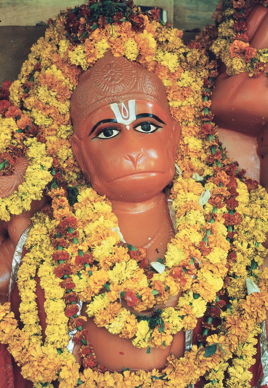Hanuman, o Deus Macaco (esmalte incrustado) de Indian School