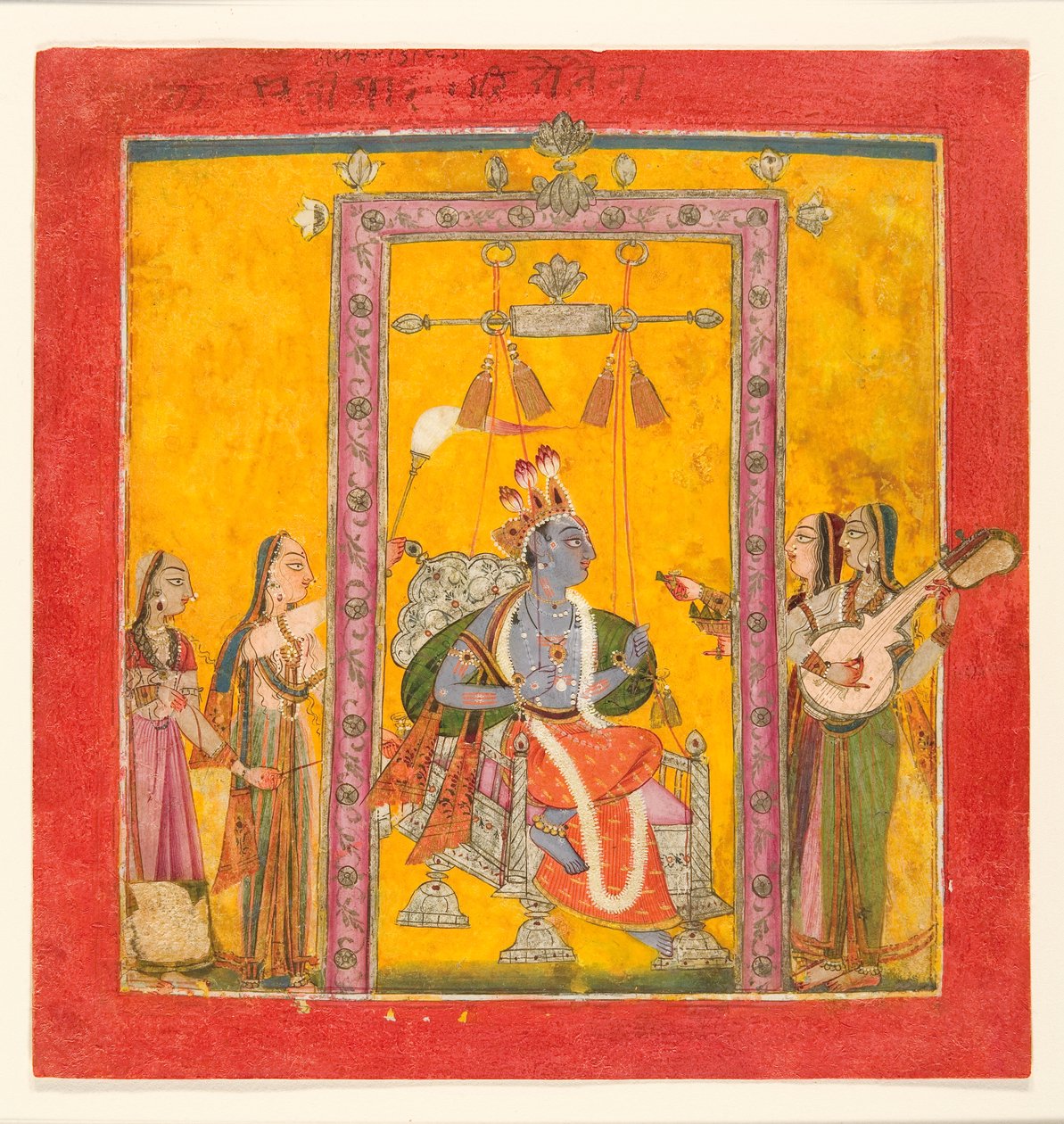 Hindola Raga, c.1700 (wc opaca, prata e ouro sobre papel) de Indian School