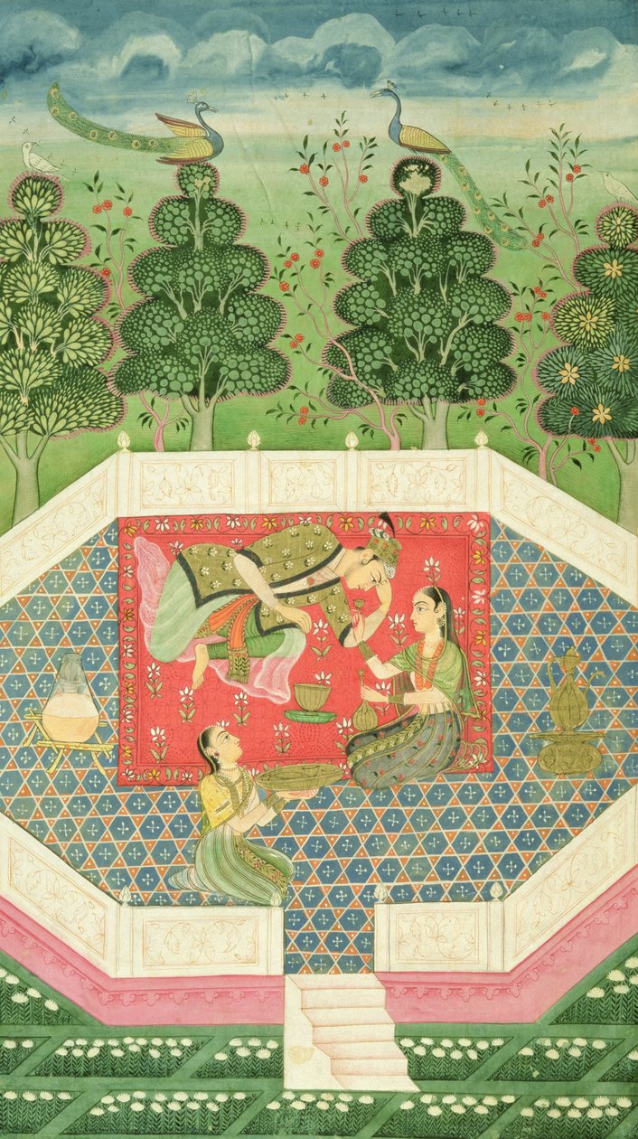 Em. 11B.19 A Rainha das Fadas entretém o príncipe, c.1720-30 de Indian School