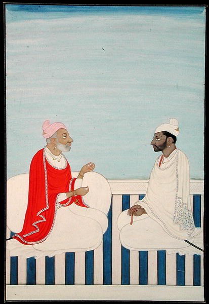 Para dentro. 11B.53 Uma raja tem uma audiência, c.1800 (vellum) de Indian School