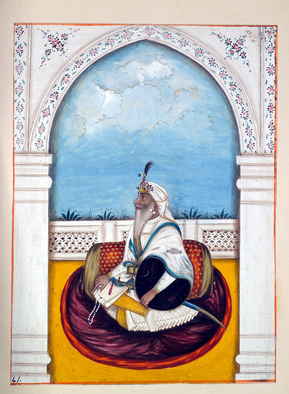 Jemadar Khushyal Singh, do Reino do Punjab, seus governantes e chefes, volume II, um volume de 30 estudos em aquarela de um artista indiano não identificado, c.1840 (wc on paper) de Indian School