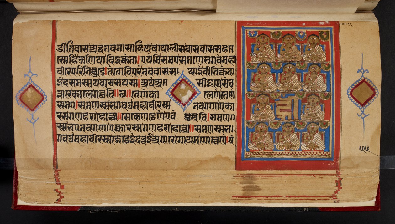 Folio manuscrito de Kalpasutra mostrando Ganadharas de Indian School