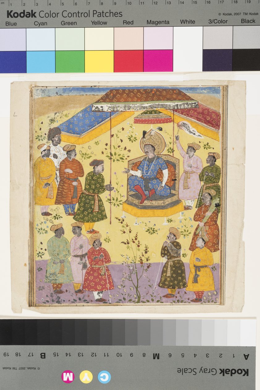 Kavus mantém tribunal, c.1610 de Indian School