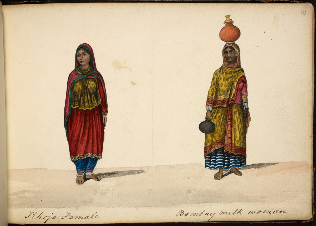 Mulher Khoja; Vendedora de leite de Bombaim de Indian School