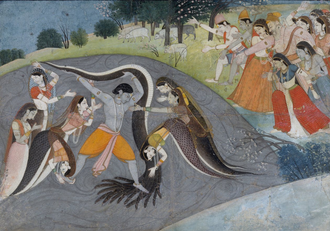 Krishna Subjugando Kaliya, o Demônio da Serpente, c.1785 de Indian School