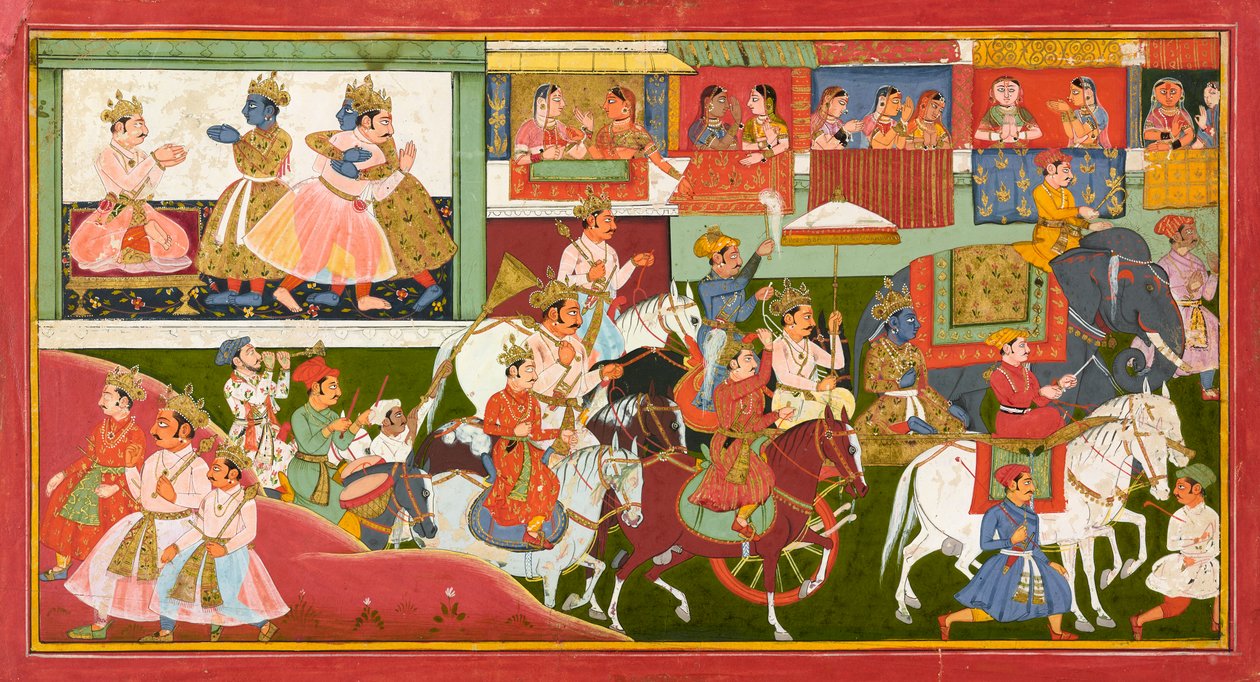 Krishna se despede, folio de um Bhagavata Purana, ca.1680-1690 de Indian School