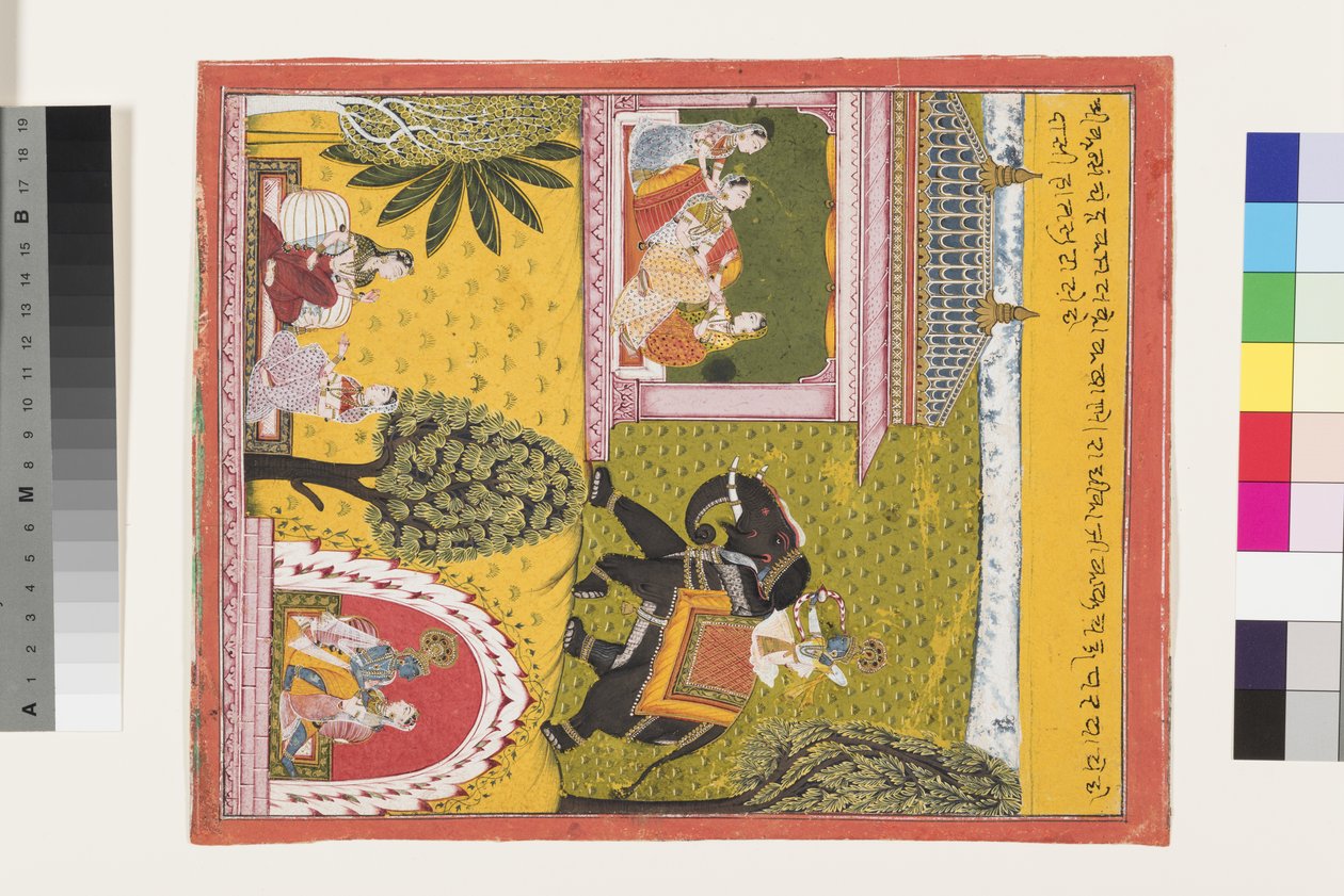 Krishna chega ao apaixonado Radha, c.1700 de Indian School