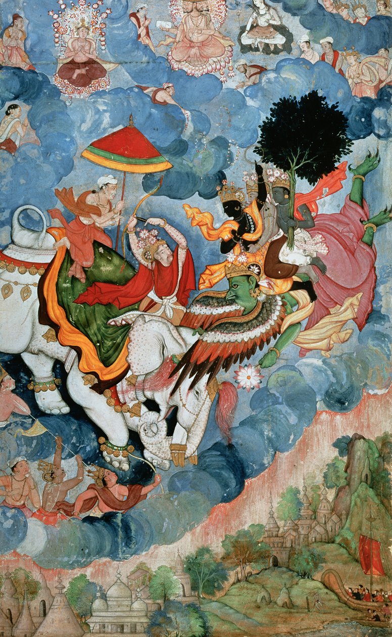 Krishnas combatem com Indra, c.1590 de Indian School
