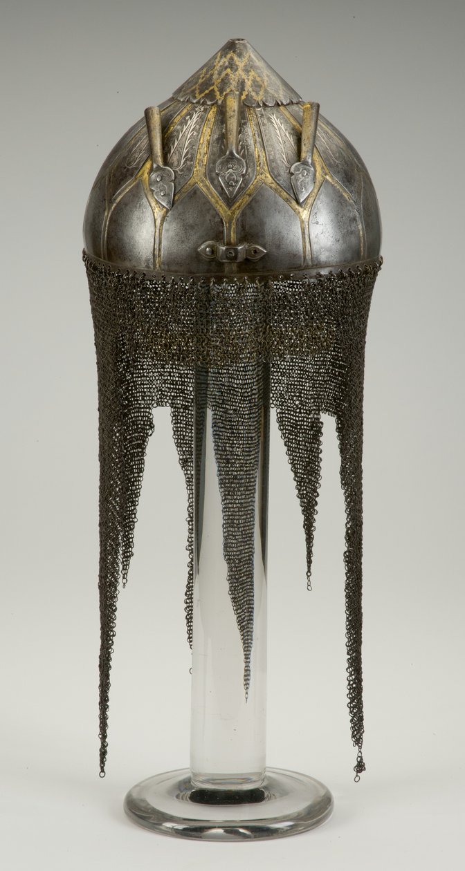Kulah Khud, capacete (ferro, prata e ouro) de Indian School