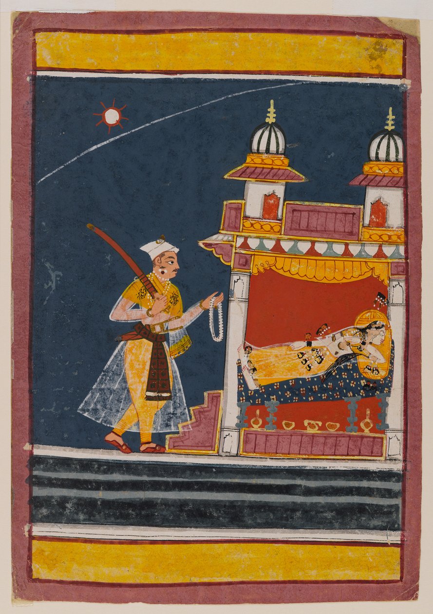 Lalita Ragini, c.1650 (wc e ouro sobre papel) de Indian School