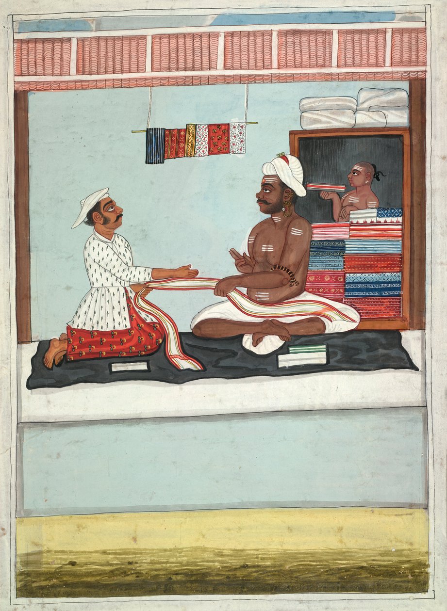 MS Add.Or.2531 Cloth Merchant, c.1800 (aguarela sobre papel) de Indian School