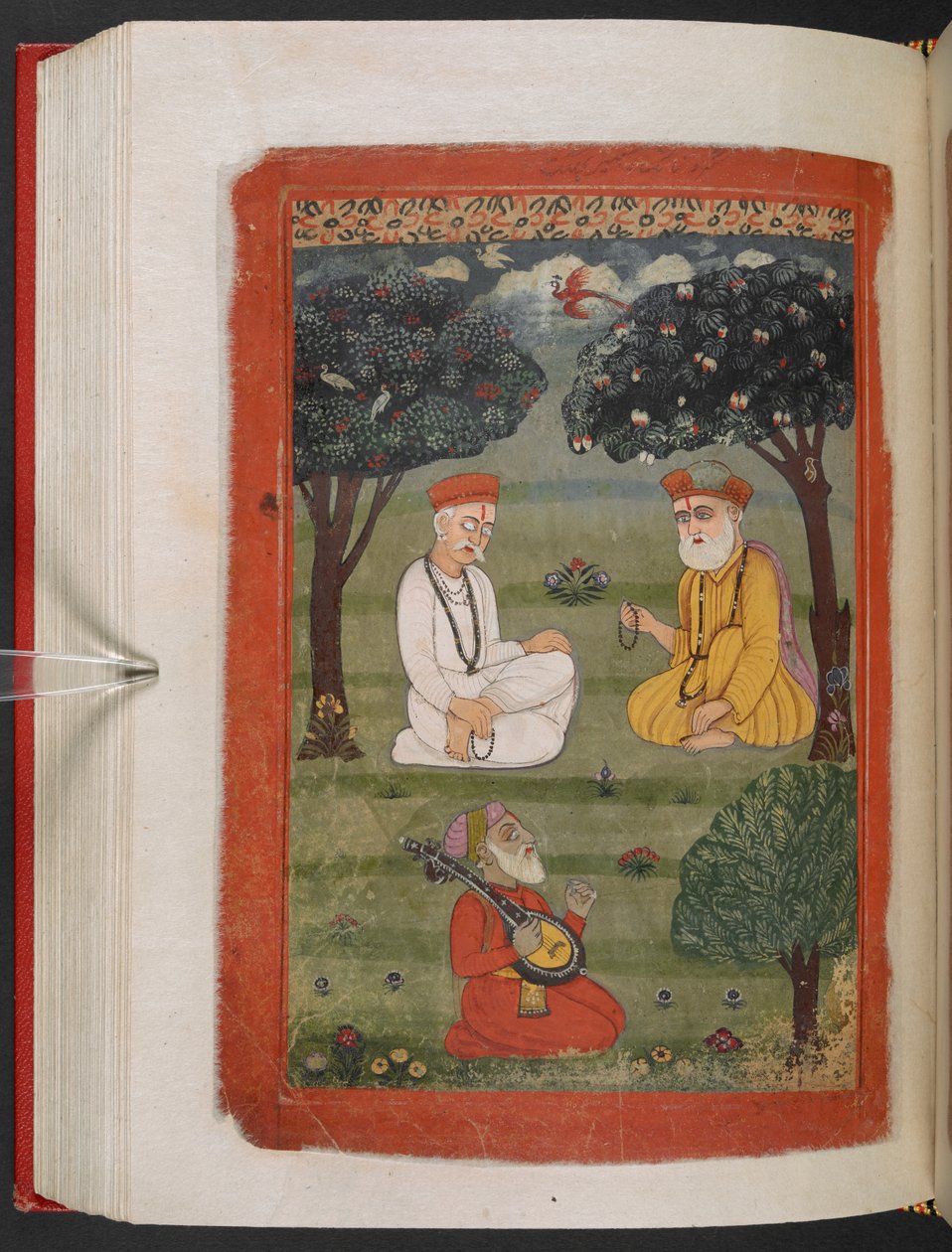 MS Panj B 40, f.131v, encontro de Bhagat Kabir ji e Guru Nanak Dev ji, ilustração da 