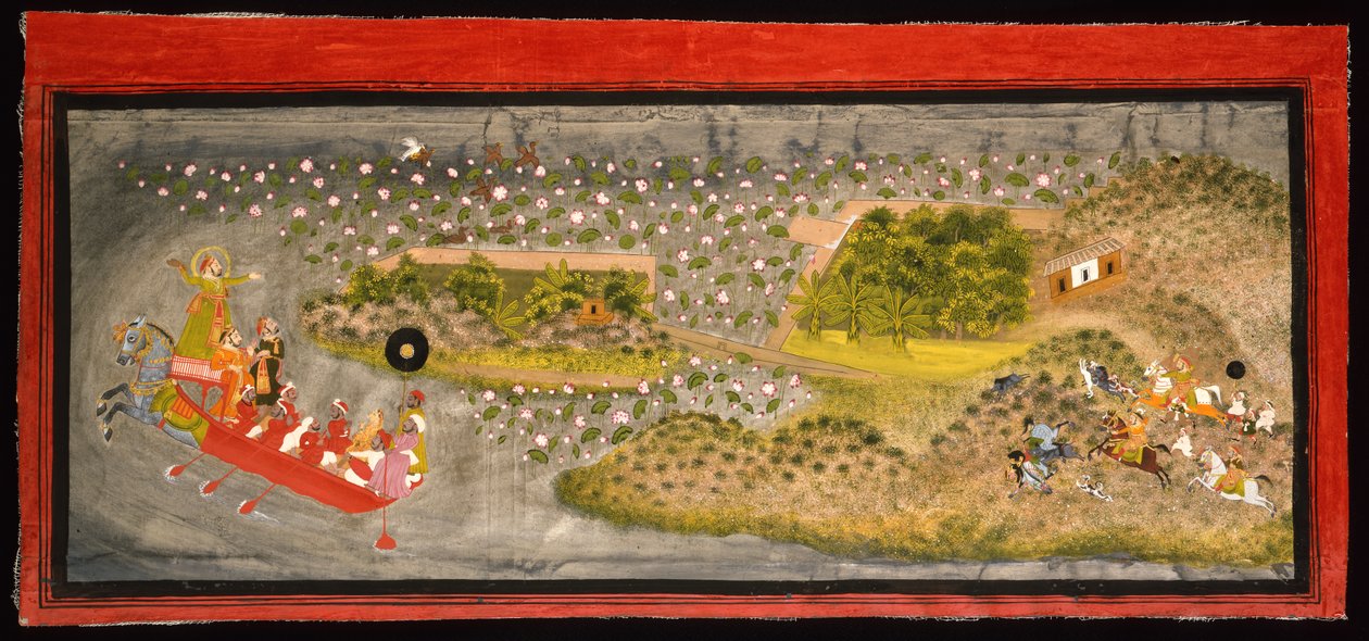 Maharana Jagat Singh II, caça ao pato e javali, c.1740 de Indian School