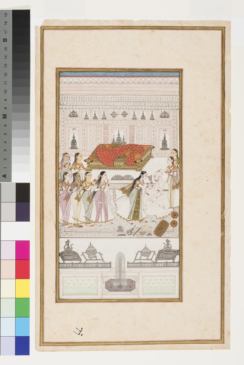 Manohar desmorona nos braços de seu pai, c.1710 de Indian School