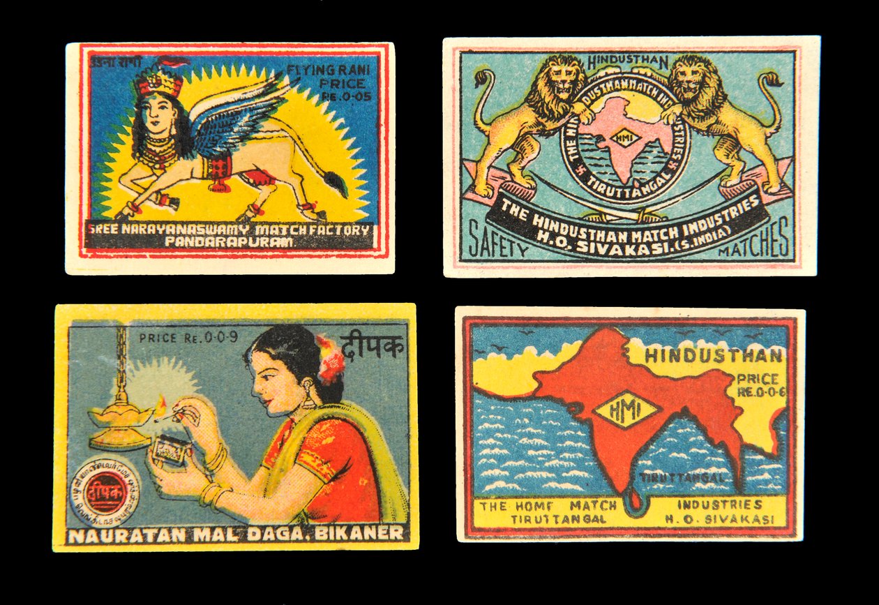 Etiquetas de caixa de fósforos de Indian School