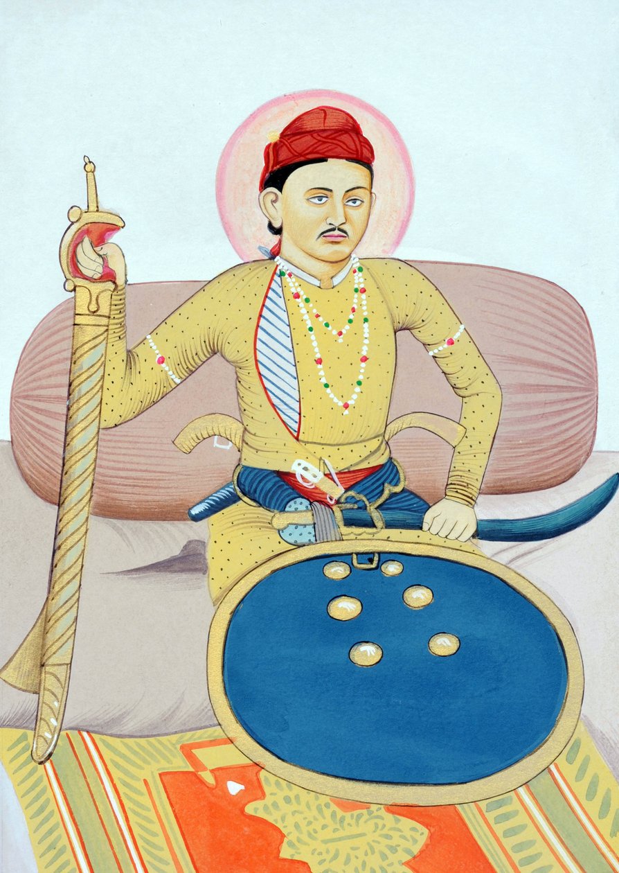 Pintura em miniatura de Maharaja Rana Zalim Singh Jhalawar de Indian School