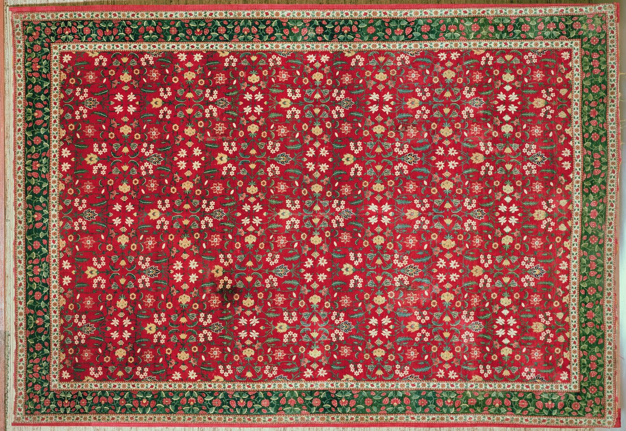 Mughal tapete com um design de flor e treliça, norte da Índia (lã de pashmina) de Indian School