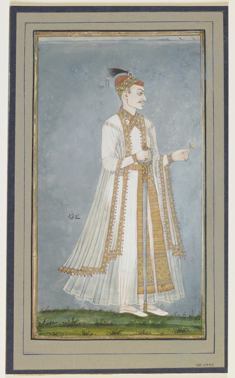 Muhammad-Quli Qutbshah, álbum folio com pintura, c.1900 de Indian School