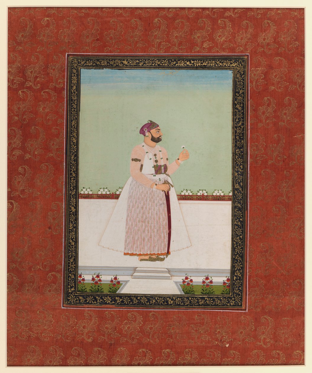 Munir al-Mulk Bahadur, 1875-1900 (wc opaca e ouro sobre papel) de Indian School