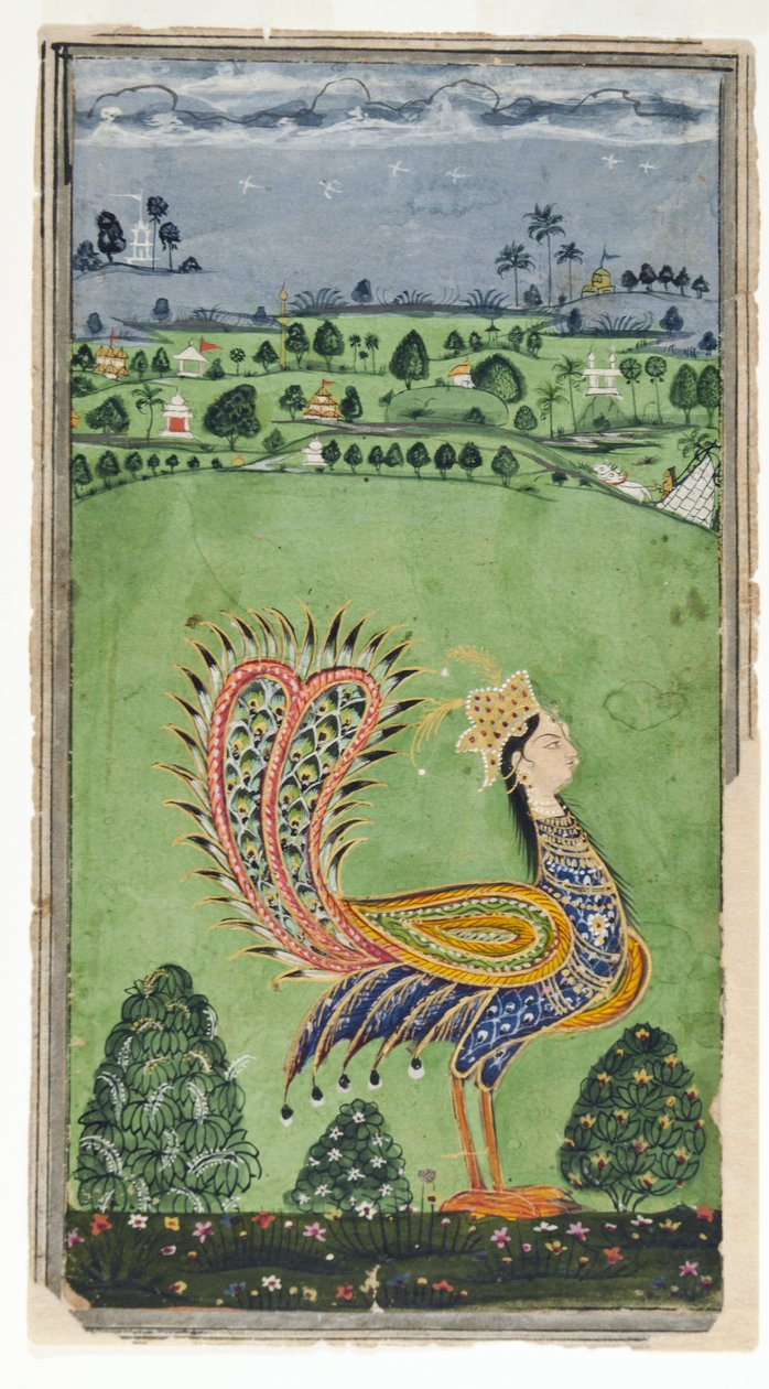 Pavão mítico com cabeça de uma mulher, Hyderabad, c.1750 de Indian School