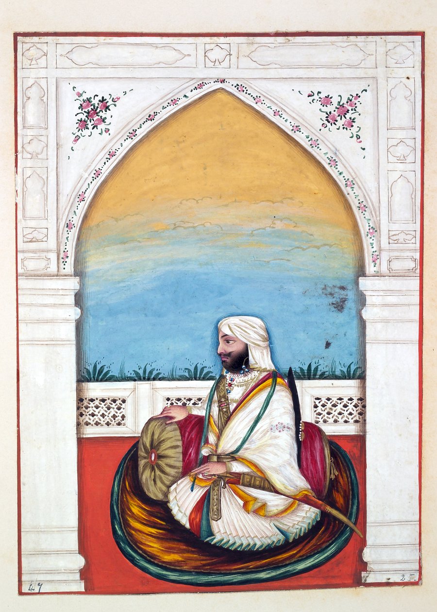 Nawab Imam-od-dun, de O reino do Punjab, seus governantes e chefes, volume II, um volume de 30 estudos em aquarela de um artista indiano não identificado, c.1840 (wc no papel) de Indian School