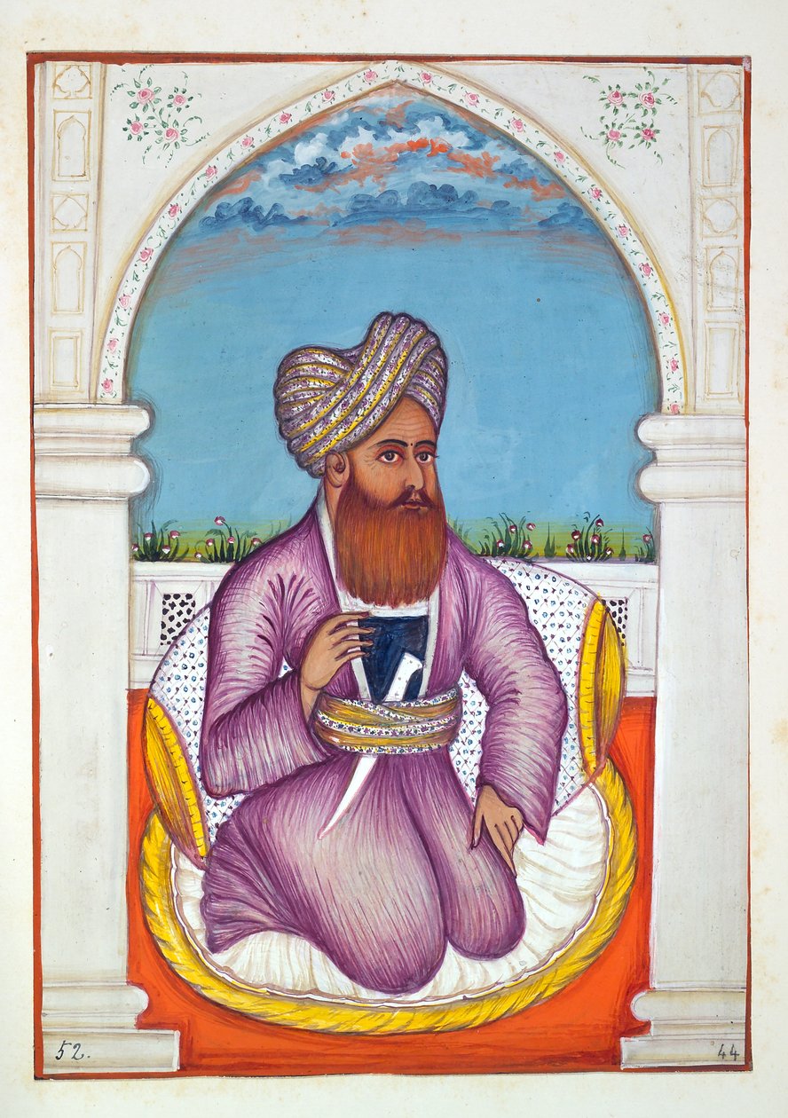 Nawab Pir Mohammad Khan, do Reino do Punjab, seus Governantes e Chefes, volume II, um volume de 30 estudos em aquarela de um artista indiano não identificado, c.1840 (wc no papel) de Indian School