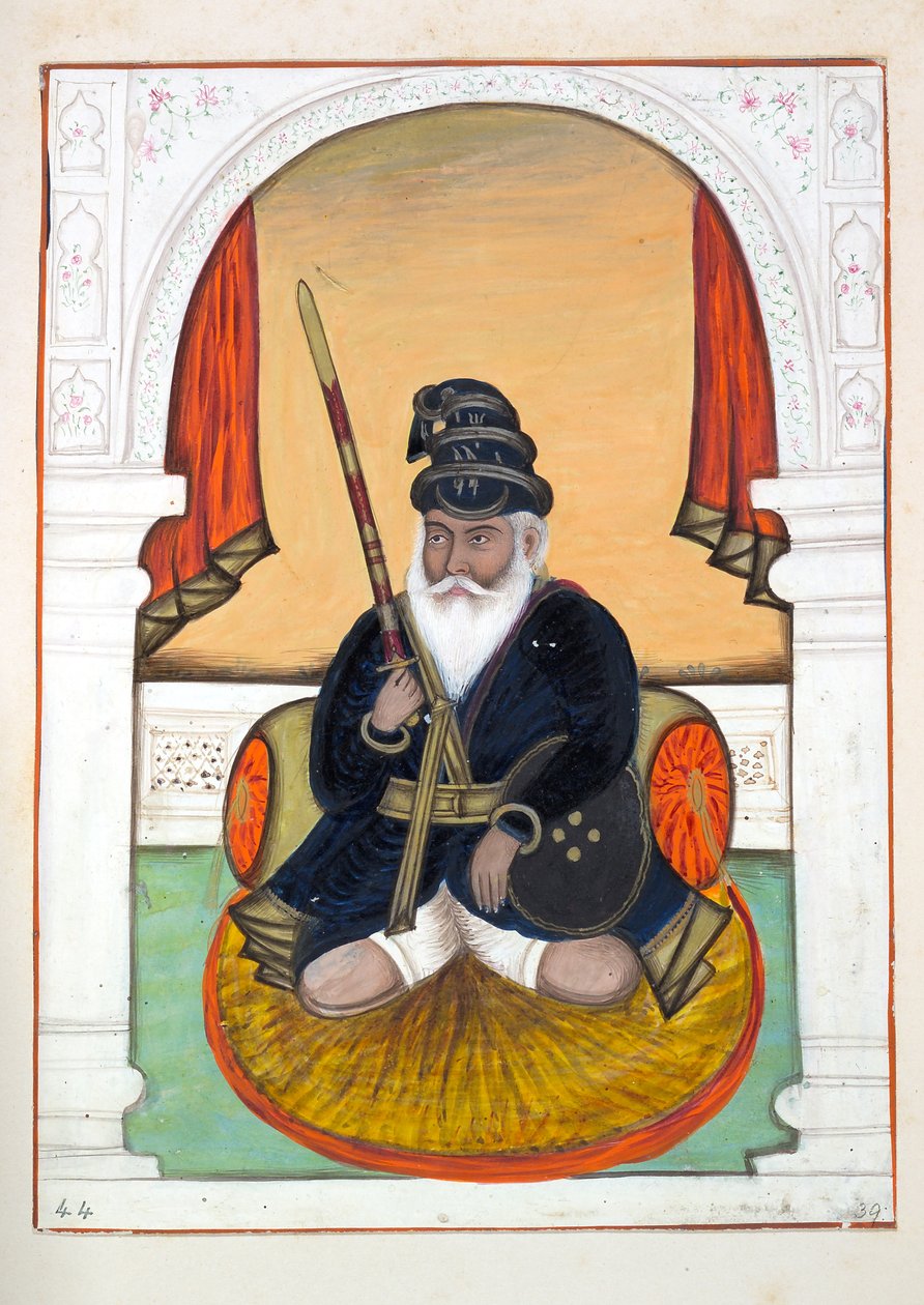 Nutta Singh Akali, do Reino do Punjab, seus governantes e chefes, volume II, um volume de 30 estudos em aquarela de um artista indiano não identificado, c.1840 (wc on paper) de Indian School