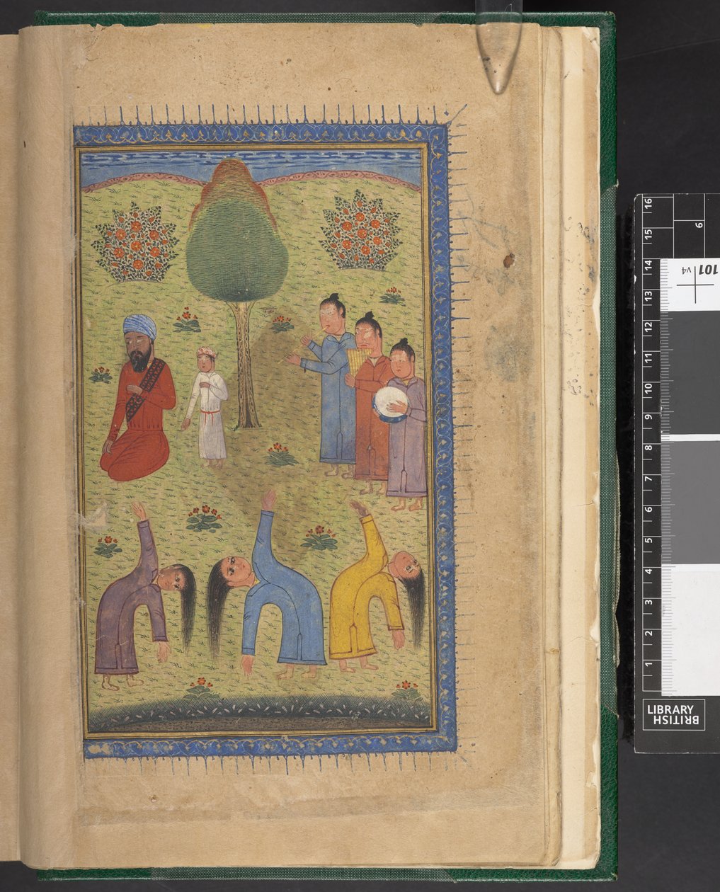 OMS/Or.1403, f.9v: Sufis a dançar, com músicos e espectadores, de 
