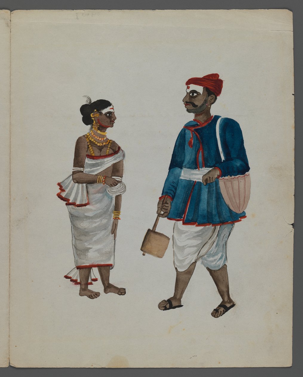 Um de um conjunto de nove imagens mostrando índios em diferentes profissões (wc no papel) de Indian School